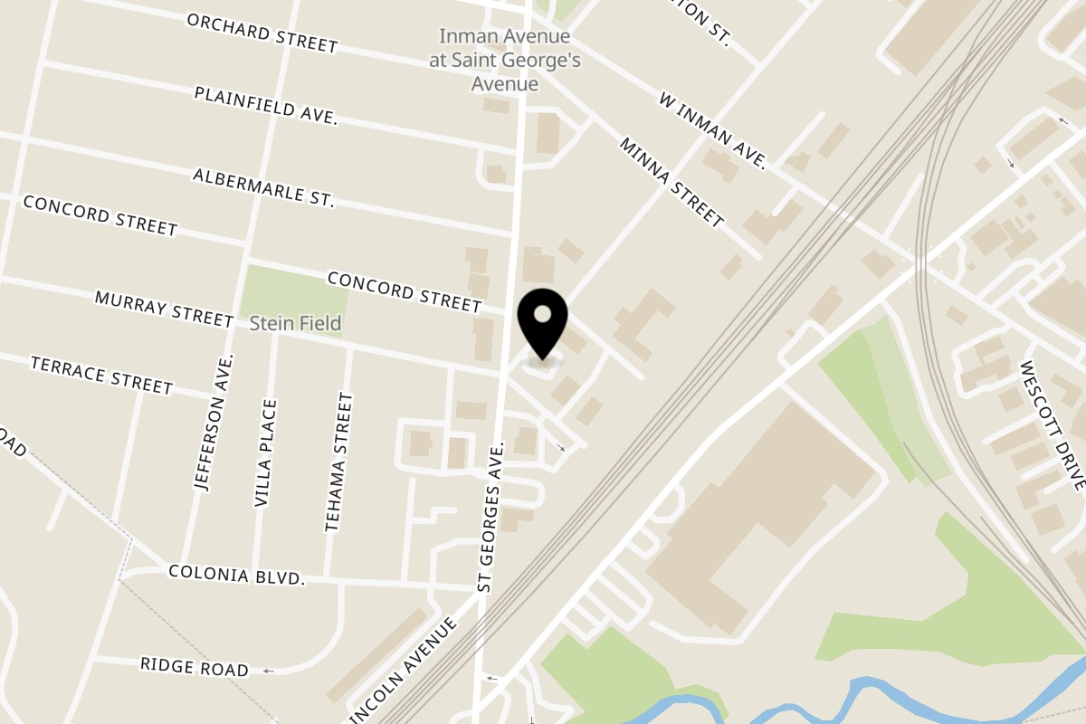 Map showing the location of Stewart's Drive-In on 347 Jaques Ave in Rahway